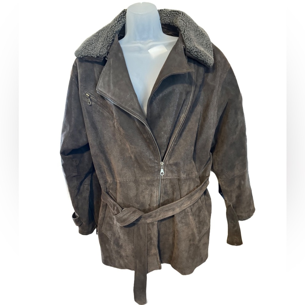 Tirage by Cougar Suede Bomber Jacket w/ Removable Fur Collar and Lined Pockets